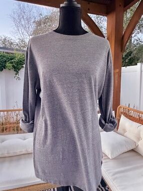 Bronxton® Men's Tri-Blend Heather Grey Long Sleeve Crewneck Tee